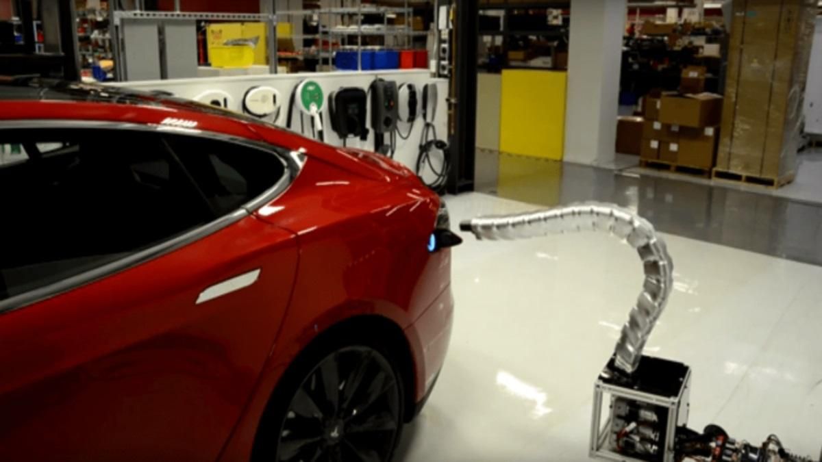 Роботизированное зарядное устройство для беспилотников от Tesla