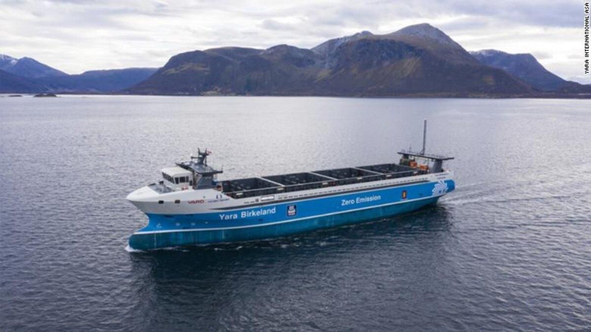 Норвегія представила перше у світі автономне вантажне судно з нульовим рівнем викидів - Інновації